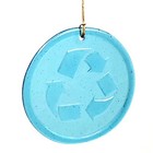 Aurora Glass Aqua Recycle Symbol Suncatcher Handmade Recycled Glass Ornament USA