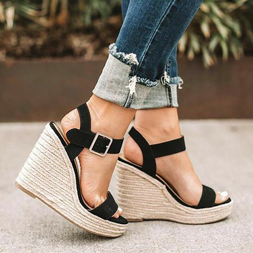 Womens Espadrille Comfy Shoes Summer Platform High Wedge Heel Fashion  Sandals | eBay