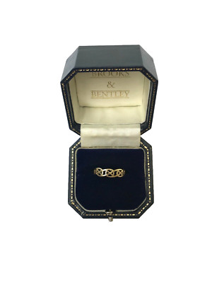 Keltischer Bandring 9 kt Gold Vintage Infinity Knoten Celtic Gold Ring - Größe Q