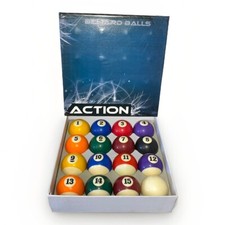Action Standard Pool Ball Set BBSTD 15 Balls 1 Cue 6 Oz Polyresin 2.25in Diam