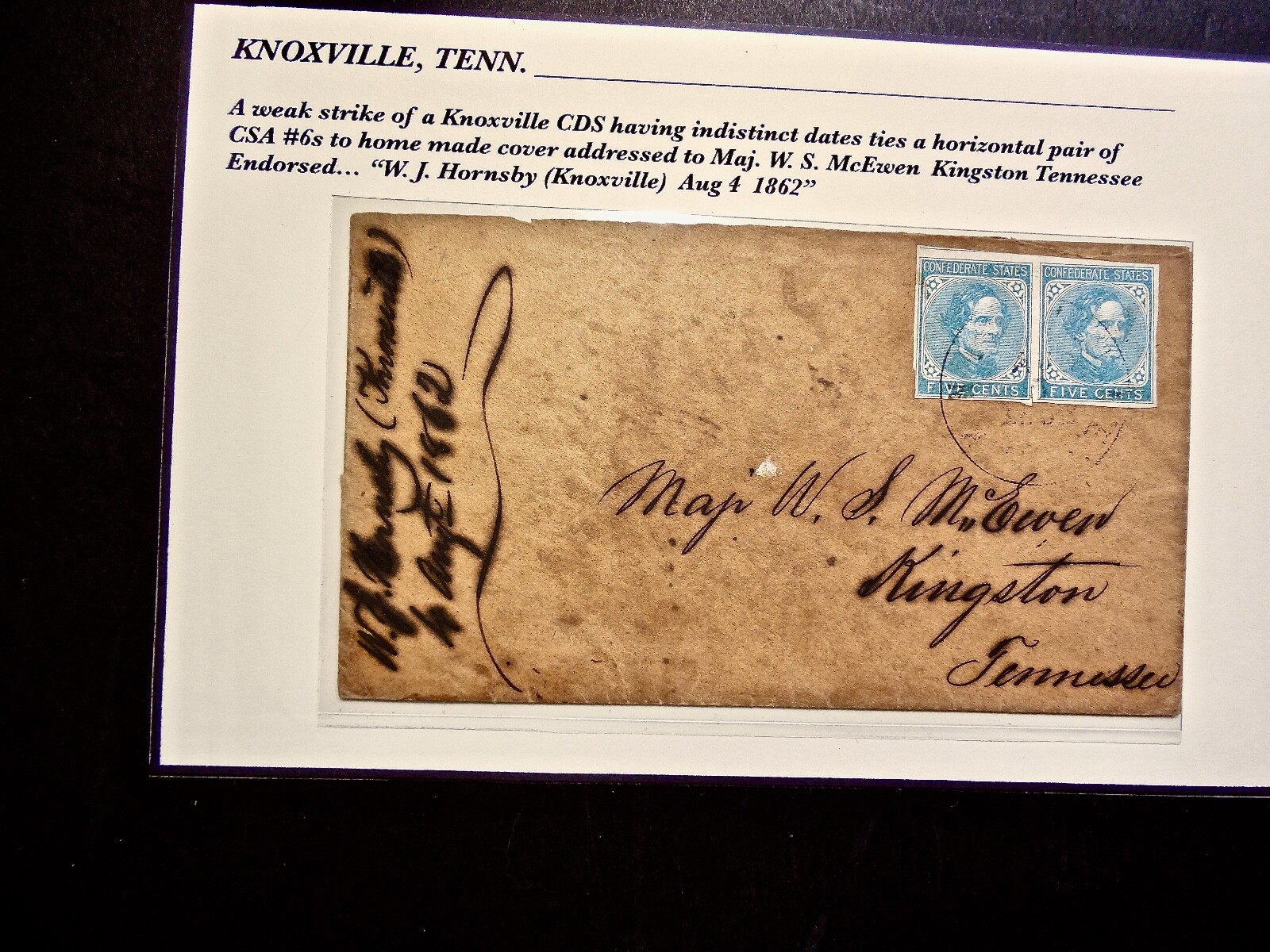 CONFEDERATE KNOXVILLE, TENN. COVER to KINGSTON, TENN. 1862 eBay