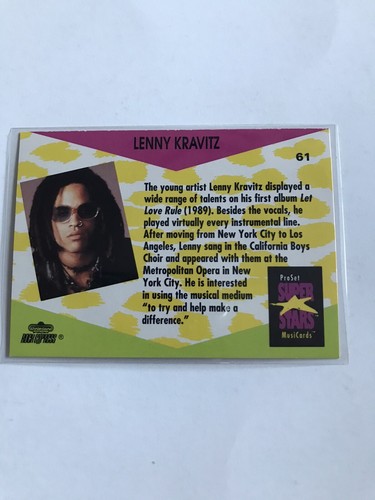 1991 Pro Set Super Stars Music Trading Card #61 Lenny Kravitz - Bild 3 von 3