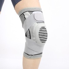 Silicone Knee Pad Sports Knee Sleeve Running Fitness Basketball Gray Size S