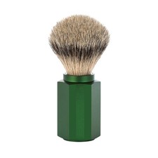 M HLE Hexagon Silvertip Fiber Luxurious Natural Grooming Shaving Brush Forest