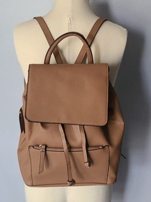 Mathew + Julian Faux Leather Pebbled Tan Taupe Backpack Handbag
