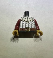 Lego Mini Camisa Superior Torso Caballero Castillo Armadura Plata Rojo Oscuro Nuevo 7654