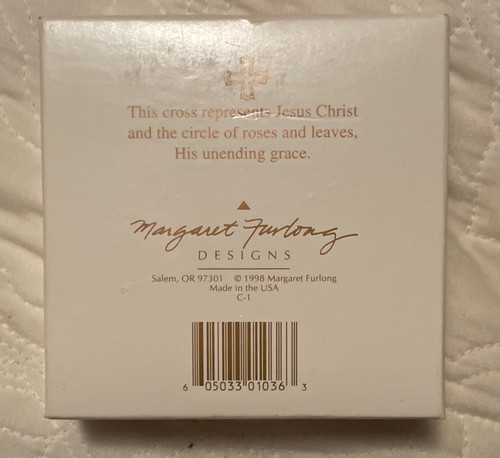 MARGARET FURLONG 3" Porcelain 1998 Blooms of Hope Cross Ornament Original Box - Picture 4 of 5