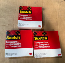 3M Scotch Transparent Tape 1" x 72 yards Lot of 3