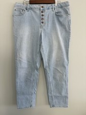 Boden Jeans Girlfriend Womens 14R Relaxed Fit Stretch Lightwash Buttonfront