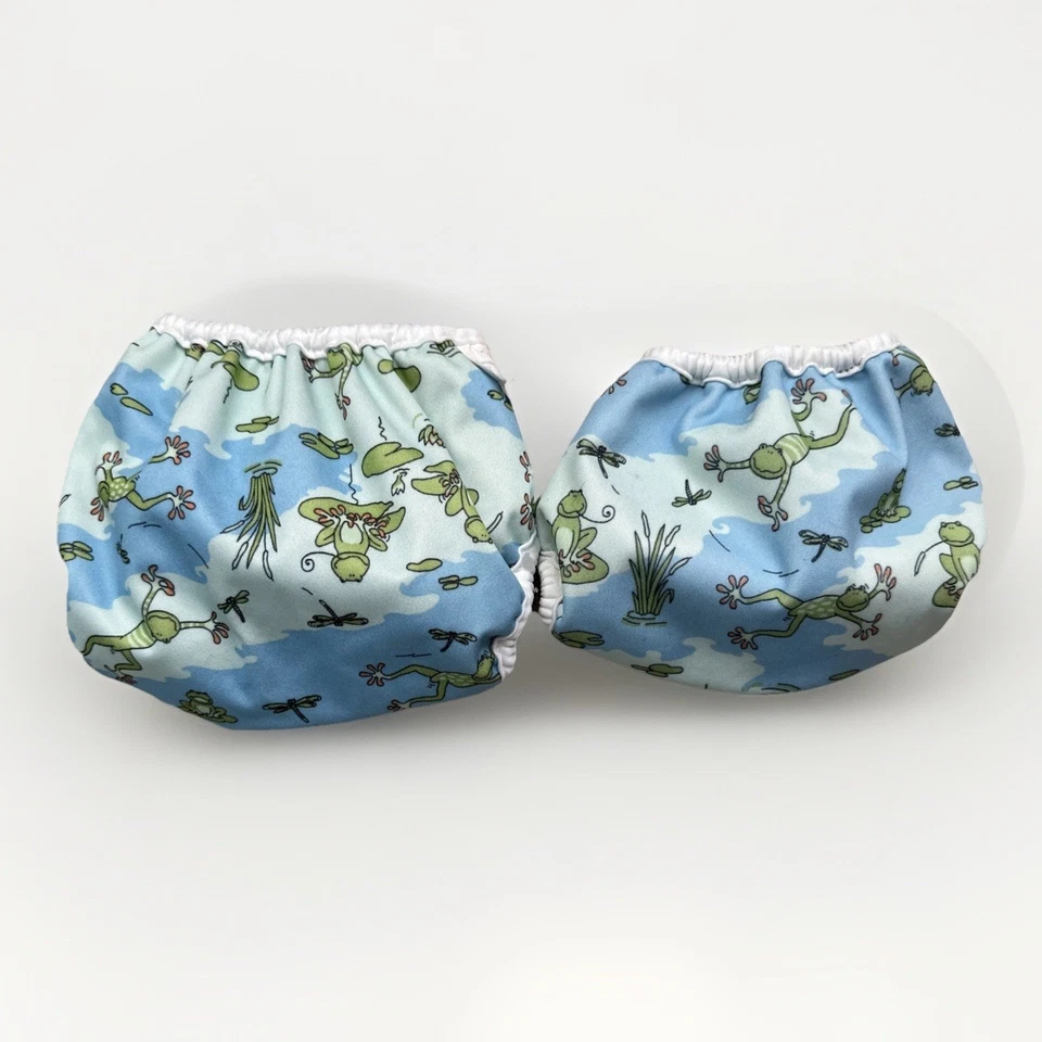 Lote de capa de fralda de pano Bummis Super Whisper Wrap novo na caixa 7-10 e estampa de sapo pequena 8-15 - Imagem 4 de 4