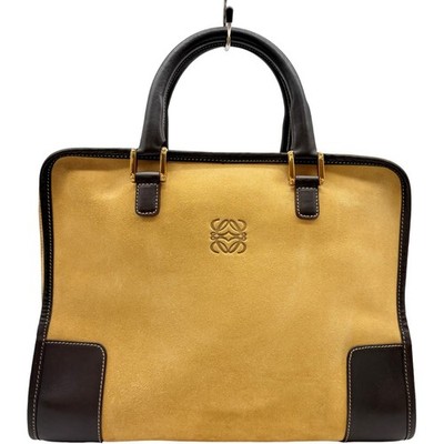 Authentic LOEWE Anagram Amazona32 Hand Bag Beige Suede #36638258