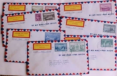 CANADA  FDC SET OF 9 SPECIAL DELIVERY EXPRESS 1946 on 7 DIFF. COVERS