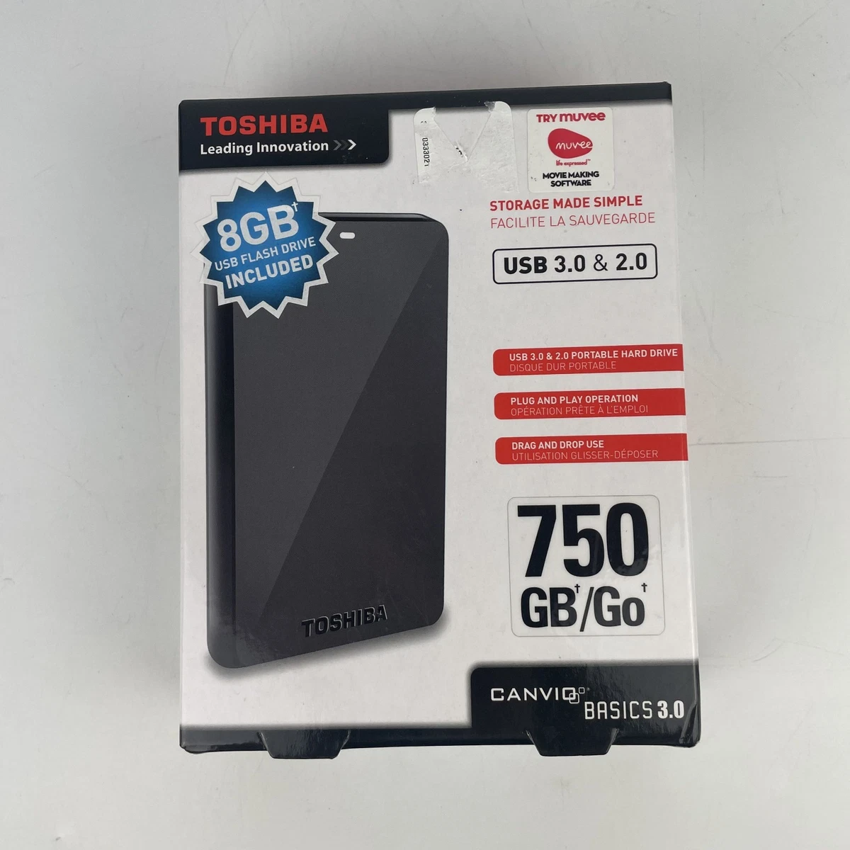Toshiba External Hard Disk Drives 750 GB Storage Capacity for sale
