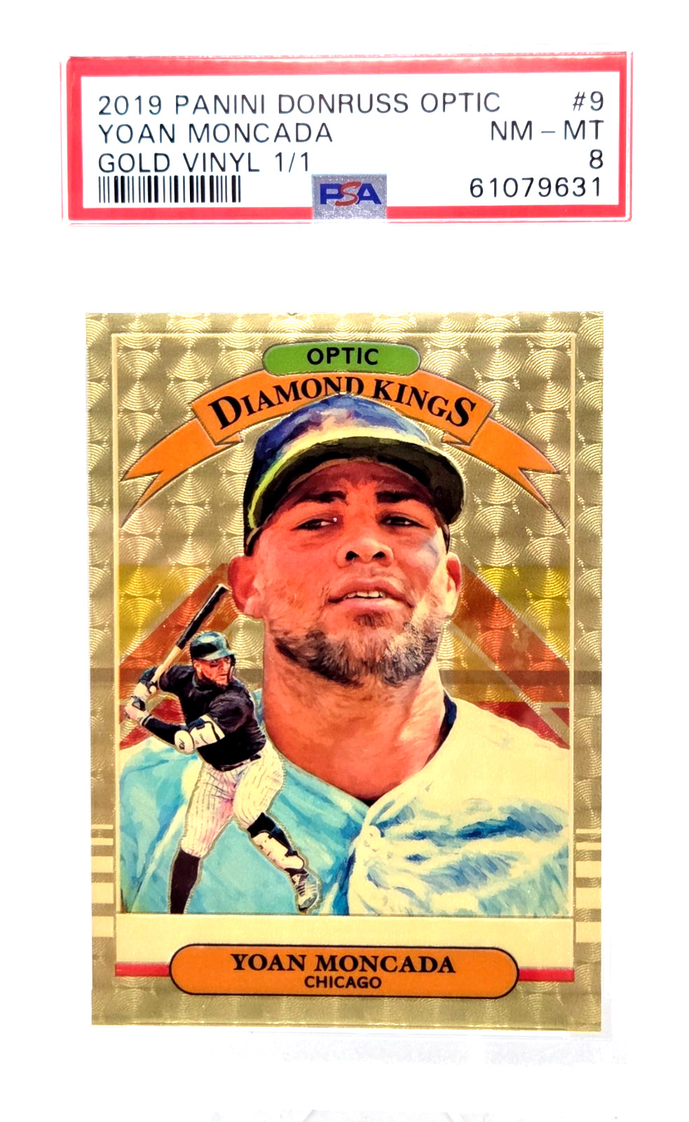 2019 Optic Gold Vinyl SUPERFRACTOR YOAN MONCADA 1 of 1 RC Card /1 PSA 8 NM-MT