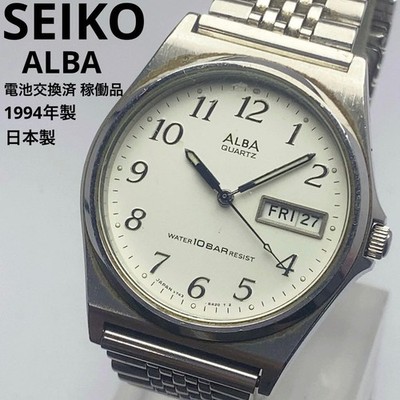 Seiko Alba Quartz Wristwatch 10bar Water Resistant 37mm SS Band wrist 19cm