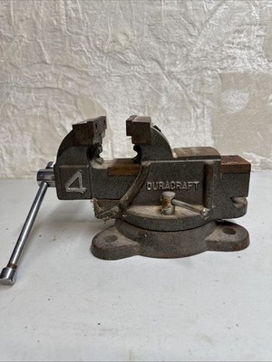 Vintage Duracraft 4” Bench Vise With Jaw Base Model HDV-4 (1982