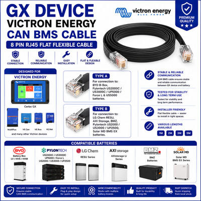 GX DEVICE VICTRON ENERGY TO PYLONTECH UP2500 BATTERY CAN BMS CABLE