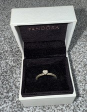PANDORA SILVER 925 CUBIC ZIRCONIA HEART RING IN LOGO BOX SIZE 52 *DISCONTINUED*