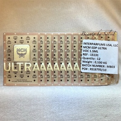 12x MCM Ultra Eau de Parfum EDP Sample Sprays .05oz, 1.5ml Each Sealed