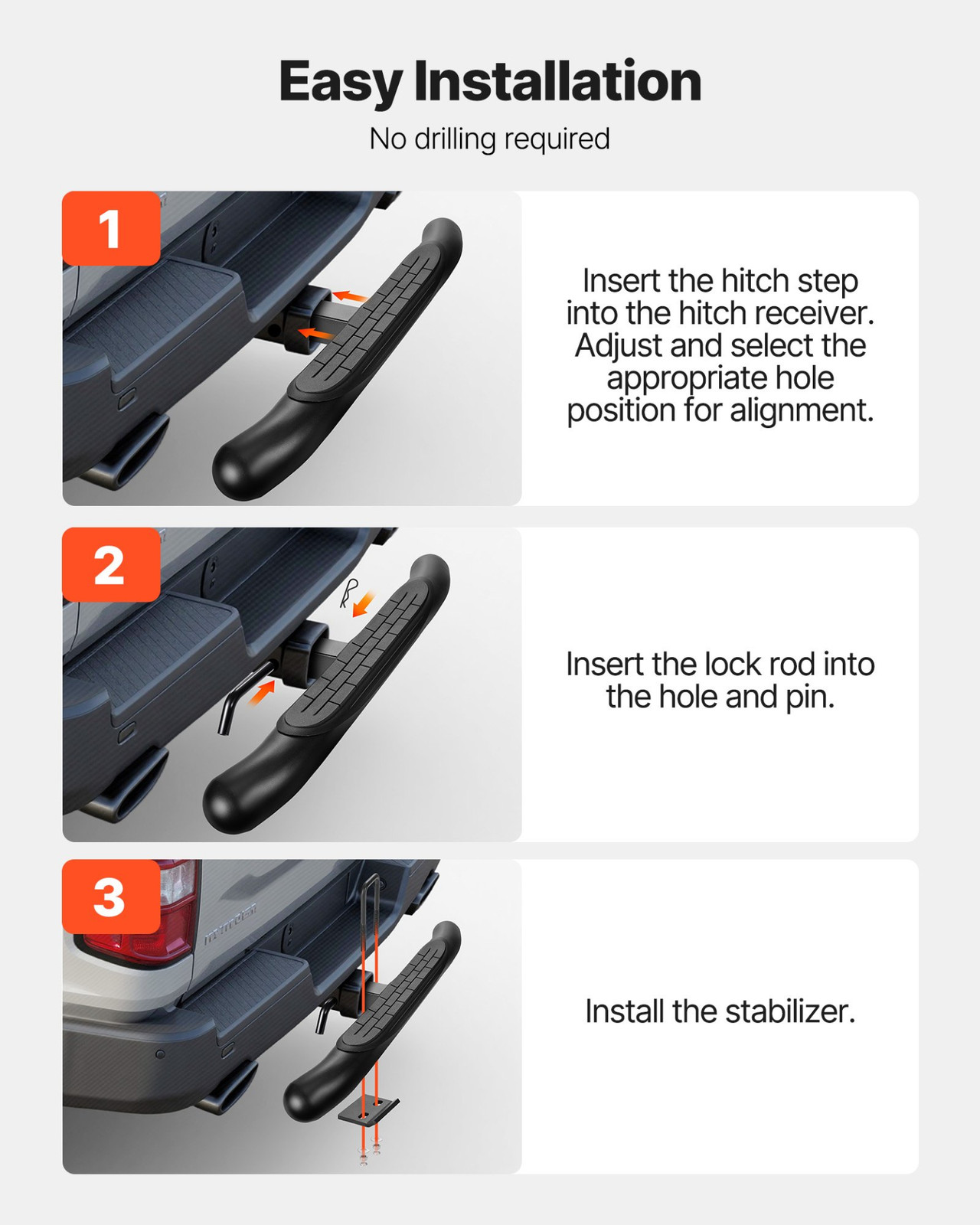 Hitch Step for 2 Inch Receiver - Heavy Duty Rear Bumper Guard with 350 LBS Load