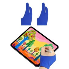 2pcs Artist Drawing Glove m Size Two Fingers Graphics Painting Glove Blue