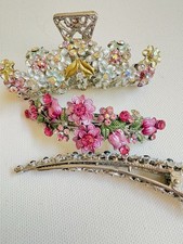 Lot/4 New Rhinestone Hair Clips - Sparkly Crystal Floral Accessory for Women