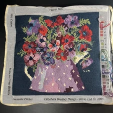 Elizabeth Bradley Needlepoint Finished - Flower Pots ANEMONE PITCHER