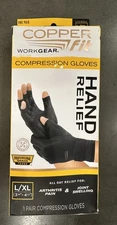 COPPER FIT Work Gear Large/Extra Large 3.75"-4.50" Compression Gloves OPEN BOX