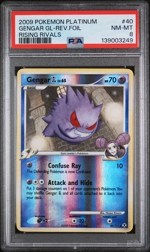 2009 POKEMON PLATINUM RISING RIVALS #40 GENGAR GL-REVERSE FOIL PSA 8