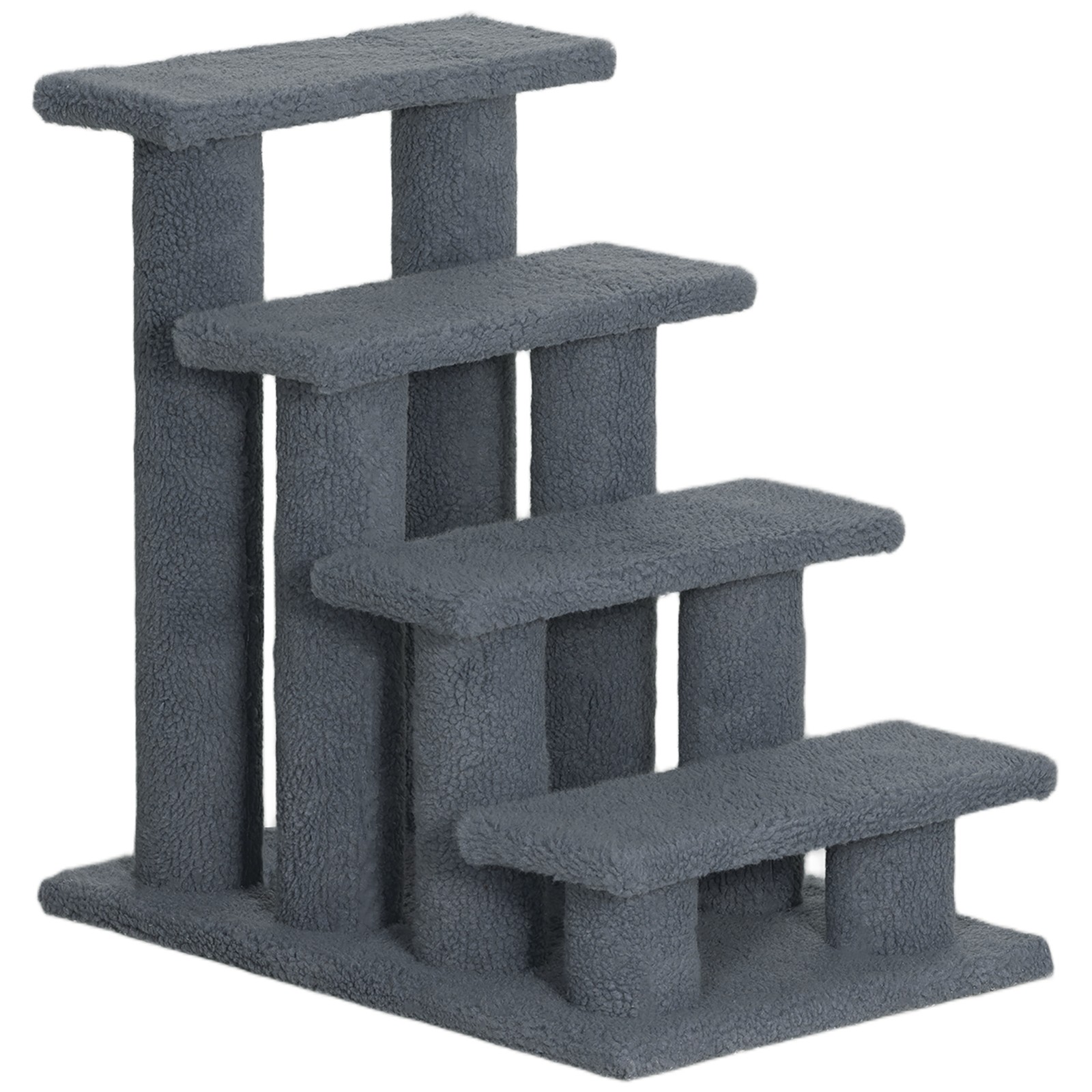 Escalier pour animaux de compagnie avec 4 marches revêtement effet laine
