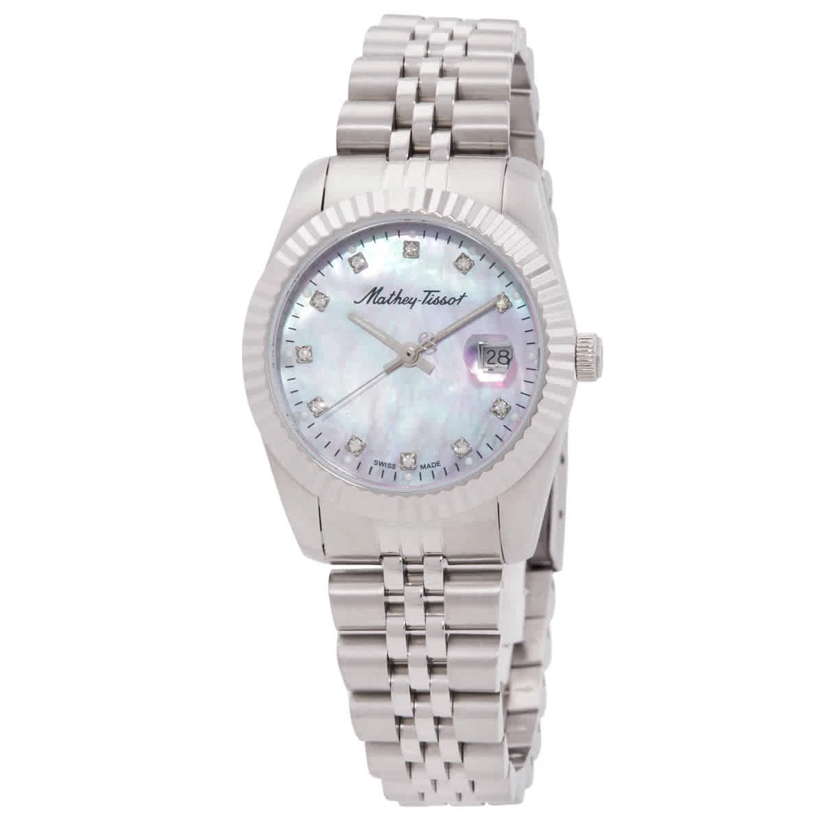 Ladies Tissot Mathey 32mm Silver Diamond Dial Watch Vintage 1950s Mathey Tissot Platinum 3ctw Diamond Ladies  main image 3