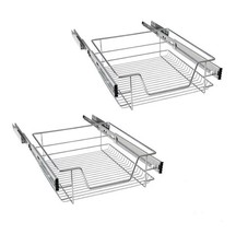 2pcs Pull-Out Wire Baskets 500mm Wide Cabinet Slide Out Wire Storage Drawers