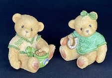 Enesco 1998 Cherished Teddies Paws For Luck Irish Boy Girl Mini Figurines