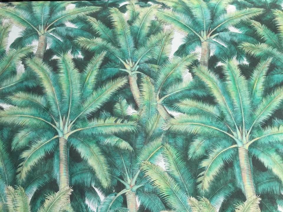 PALMS Palm Leaf Tree Fabric Tropical Leaves Curtain Material -136cm wide Green - Image 3 of 4