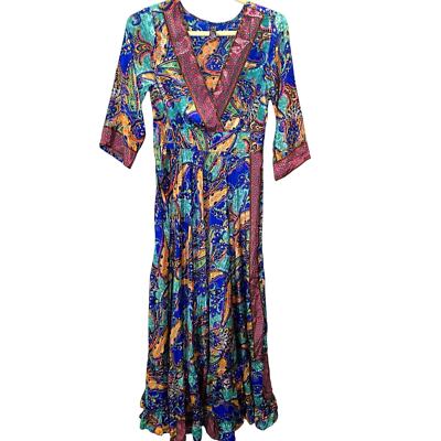 Me 2 Magic Anthropologie Vibrant Paisley Print Bright Boho Flowy Dress Size S