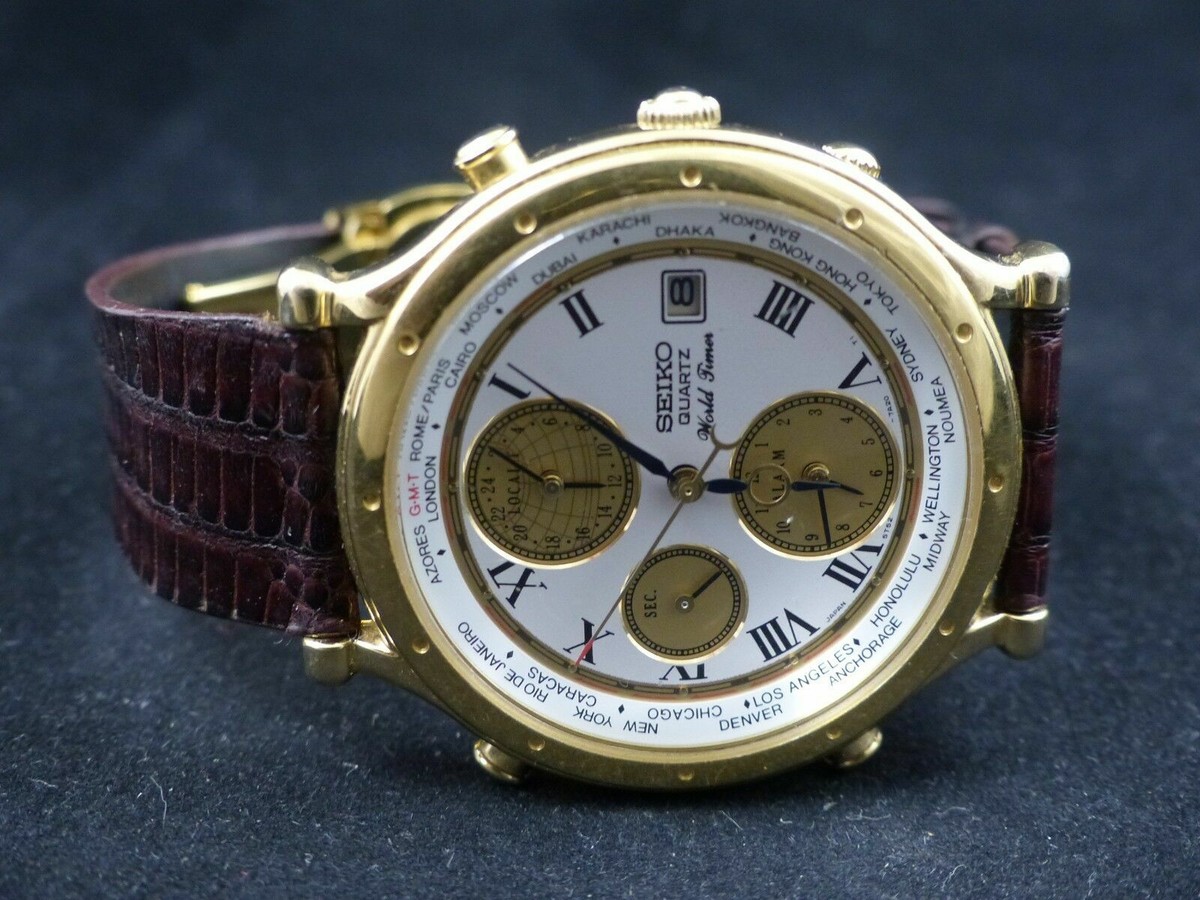 Amazing Vintage Seiko Age of Discovery,5T52-7A19 World Time!! | eBay