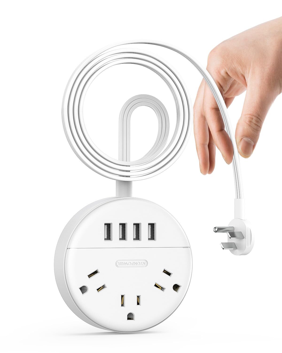 Flat Extension Cord, Ultra Thin Flat Plug Power Strip with 4 USB Ports 3 Outl...