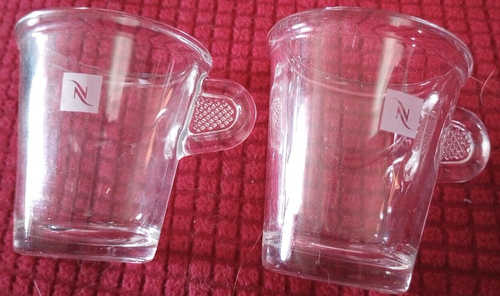 TheGudStuff: Nespresso Demitasse Espresso Etched Clear Glass Cups, pair of (2)