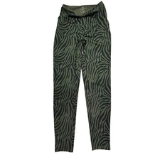 Ruby Ribbon Zebra Print High Waist Leggings Women Size Medium Green Black