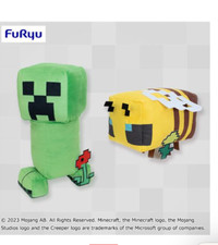 Minecraft Spring Design GRANDE poupée peluche Creeper & Bee set 2024 furyu 30cm