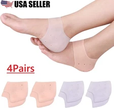 4Pairs Silicone Heel Protector Gel Heel Cups for Heel Pain with Hole Multicolor