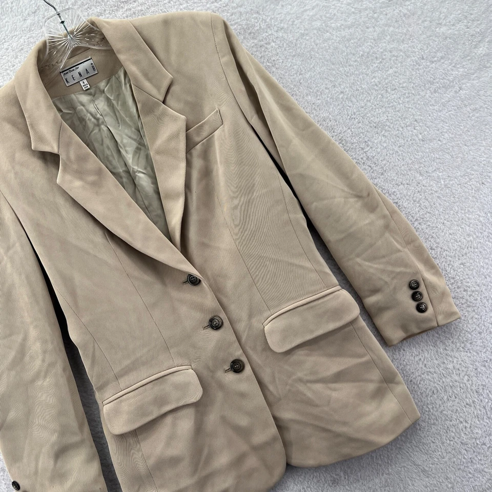 Chaqueta Blazer Ann Tjian Kenar Mujer Talla US 4 Beige 32x27 Traje Abrigo Deportivo Top Foto 3 de 4