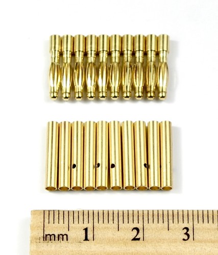 2mm Gold Bullet Connectors / Banana Plugs For RC Car/Truck/Drone Lipo Battery - Picture 2 of 15
