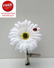 Clip On Dashboard Flower Vase White Gerbera Daisy Fits Any Car Christmas Gift
