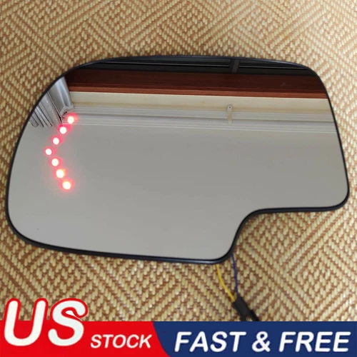 Mirror Glass Heated Turn Signal Driver Side LH for 2003-2007 Chevy GMC Cadillac