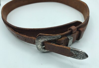 Vintage sterling silver fritch brothers belt buckle & tooled leather belt Vintage Leather Belt Fritch Bros Sterling Silver Buckle * - Etsy main image 4