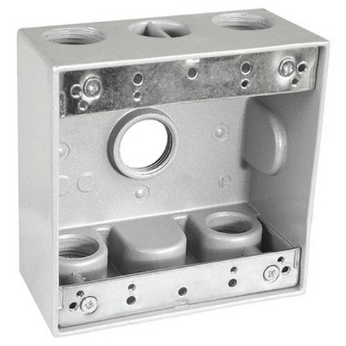 Caja de metal gris de 2 marchas resistente a la intemperie con cinco (5) 3/4" orificios resistentes a la intemperie - Imagen 1 de 1