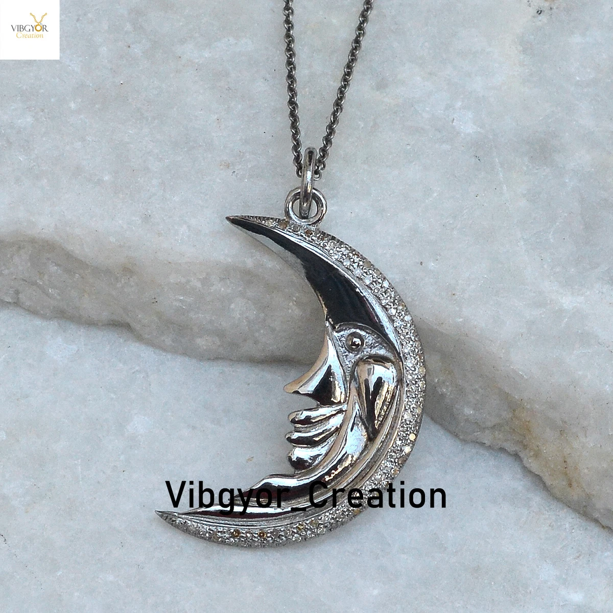 Diamond moon shop necklace