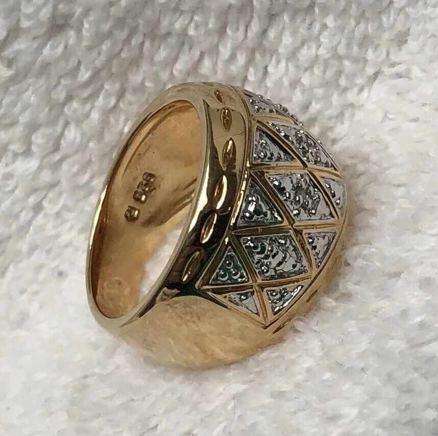 Gold Over Sterling Silver Dome Band With Diamonds - image 4