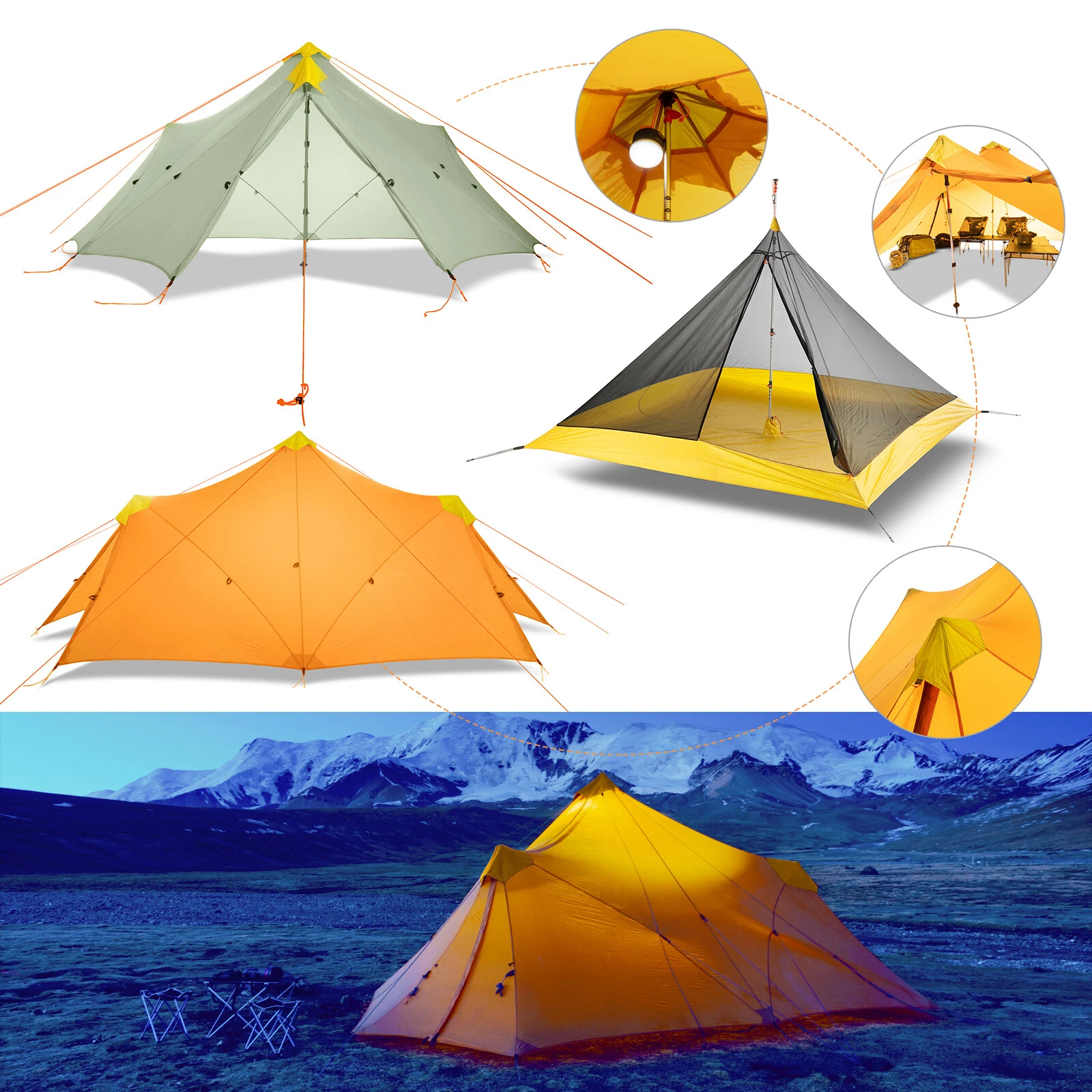 6-8 Persons 4 Seasons Backpacking Tent Ultralight Outdoor Camping Trekking Tent